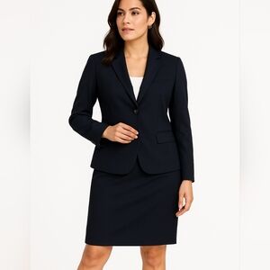 Talbots Seasonless Wool Navy Blazer (sz 8p) Skirt (sz 10p)